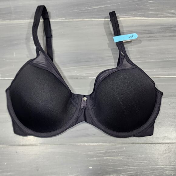 Bali Underwire Bra 34C Black One Smooth U Ultra Light Shaping Style 3439 - Picture 1 of 9